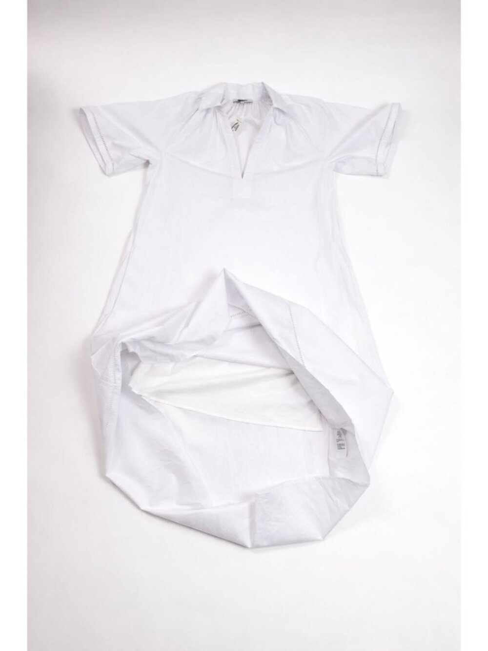 Madewell Poplin Splitneck Midi Shirtdress White XXS Lined Minimalist 100% Cotton - Picture 9 of 16